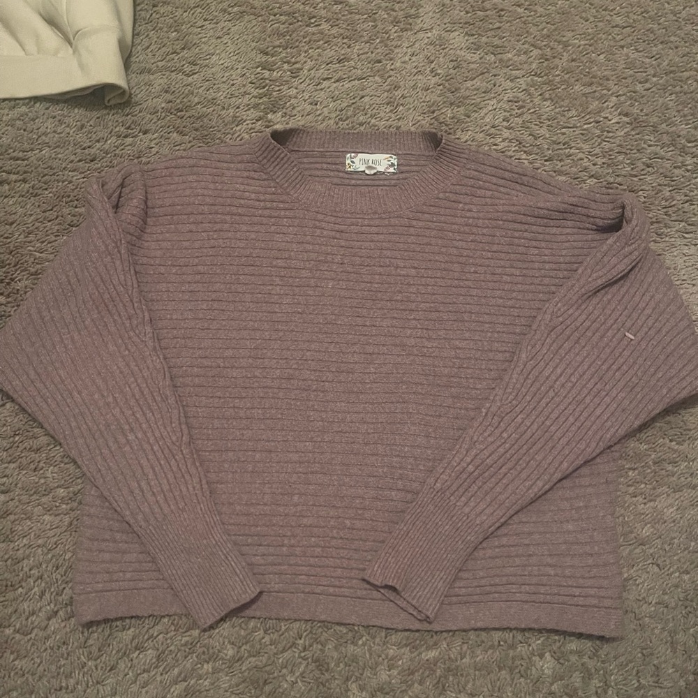 Pink Rose Crewneck Sweater in Purple
